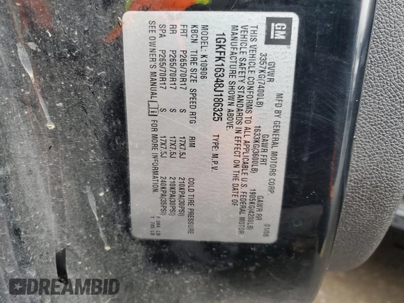 2008 GMC Yukon XL Commercial z VIN 1GKFK16348J186325, wystawiony jako Copart lot #45320275 z przebiegiem 193 218 mil mil oraz Szkoda całkowita • Salvage title. Historia ofert i sprzedaży dostępna na DreamBid. Obrazek 12.