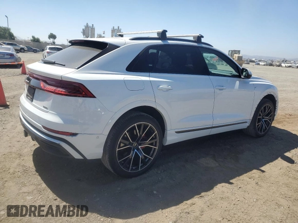 2023 Audi Q8 Premium Plus with VIN WA1EVBF12PD007113, listed as a Copart auction lot 67787744 with 20,482 mi miles and Salvage title. Bid and sale history available at DreamBid. Image 3.