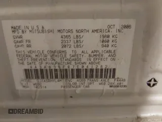 2007 Mitsubishi Galant ES with VIN 4A3AB36F07E041282, listed as a IAAI auction lot 41629307 with 143,453 mi miles. Bid and sale history available at carsss.com. Image 9.