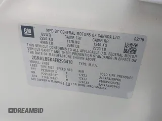 2015 Chevrolet Equinox LT z VIN 2GNALBEK4F6296410, wystawiony jako IAAI lot #42325053 z przebiegiem 115 012 mil mil oraz . Historia ofert i sprzedaży dostępna na DreamBid. Obrazek 9.