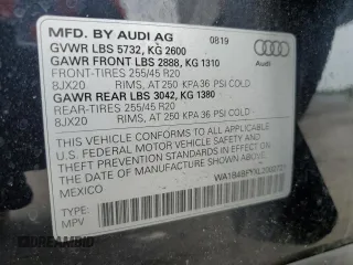 2020 Audi SQ5 Premium Plus with VIN WA1B4BFYXL2002721, listed as a Copart auction lot 54178255 with 61,051 mi miles and Salvage Title. Bid and sale history available at DreamBid. Image 14.