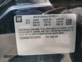 2012 Cadillac CTS Performance with VIN 1G6DK5E37C0158838, listed as a Copart auction lot 50449075 with 65,987 mi miles and Salvage Title. Bid and sale history available at DreamBid. Image 12.
