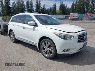 2013 Infiniti JX35 z VIN 5N1AL0MM3DC340753, wystawiony jako IAAI lot #42261104 z przebiegiem 154 303 mil mil oraz . Historia ofert i sprzedaży dostępna na DreamBid. Obrazek 1.