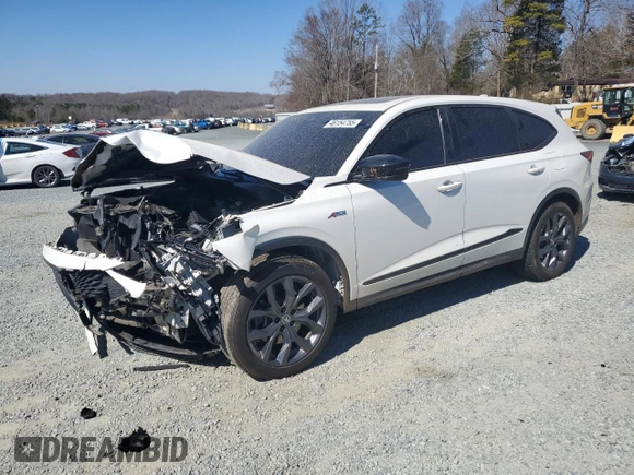 2022 Acura MDX w/A-Spec Package with VIN 5J8YE1H02NL032874, listed as a Copart auction lot 46154755 with 0 mi miles and Salvage Title. Bid and sale history available at carsss.com. Image 1.