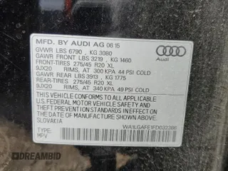 2015 Audi Q7 3.0T Premium Plus with VIN WA1LGAFE1FD032386, listed as a Copart auction lot 63530324 with 107,365 mi miles and Clean Title. Bid and sale history available at carsss.com. Image 13.