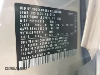 2012 Volkswagen Tiguan SE z VIN WVGAV7AX9CW531219, wystawiony jako Copart lot #81881644 z przebiegiem 125 695 mil mil oraz Szkoda całkowita • Salvage title. Historia ofert i sprzedaży dostępna na DreamBid. Obrazek 15.