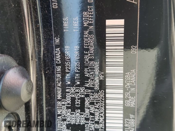 2016 Lexus RX 350 with VIN 2T2BZMCA3GC022905, listed as a Copart auction lot 55803315 with 121,774 mi miles and Salvage title. Bid and sale history available at DreamBid. Image 13.