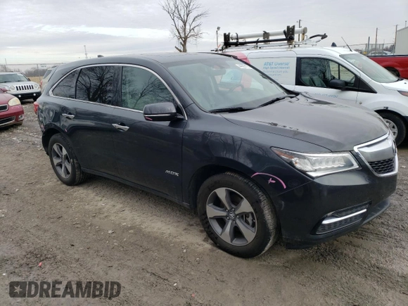 2016 Acura MDX with VIN 5FRYD4H25GB016824, listed as a Copart auction lot 44965175 with 109,308 mi miles and Salvage Title. Bid and sale history available at carsss.com. Image 4.