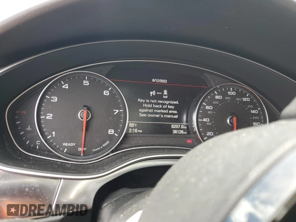 2018 Audi A6 Premium Plus with VIN WAUD8AFC8JN092221, listed as a Copart auction lot 55961053 with 36,126 mi miles. Bid and sale history available at carsss.com. Image 9.