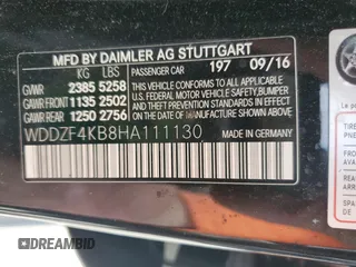 2017 Mercedes-Benz E-Class E 300 Luxury with VIN WDDZF4KB8HA111130, listed as a Copart auction lot 63872114 with 78,544 mi miles and Salvage Title. Bid and sale history available at carsss.com. Image 12.