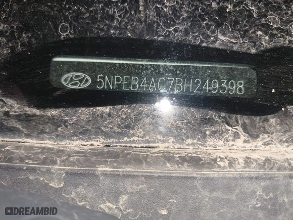 2011 Hyundai Sonata GLS with VIN 5NPEB4AC7BH249398, listed as a IAAI auction lot 41800393 with 177,141 mi miles. Bid and sale history available at carsss.com. Image 9.