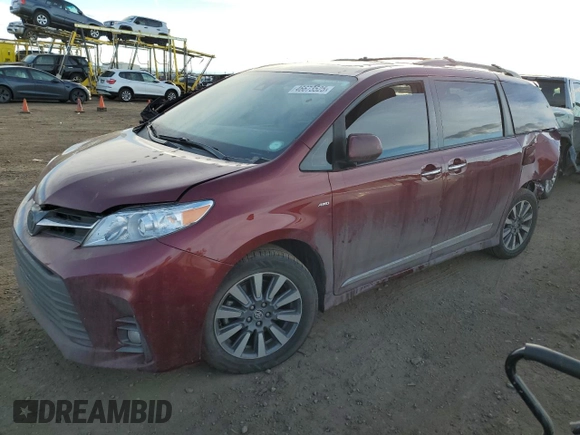 2020 Toyota Sienna XLE with VIN 5TDDZ3DC2LS243324, listed as a Copart auction lot 46673525 with 88,551 mi miles and Salvage Title. Bid and sale history available at carsss.com. Image 1.