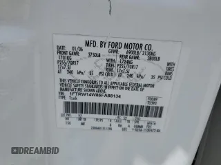 2006 Ford F-150 XLT with VIN 1FTRW14W86FA88134, listed as a Copart auction lot 62392654 with 0 mi miles and Non Repairable. Bid and sale history available at carsss.com. Image 12.