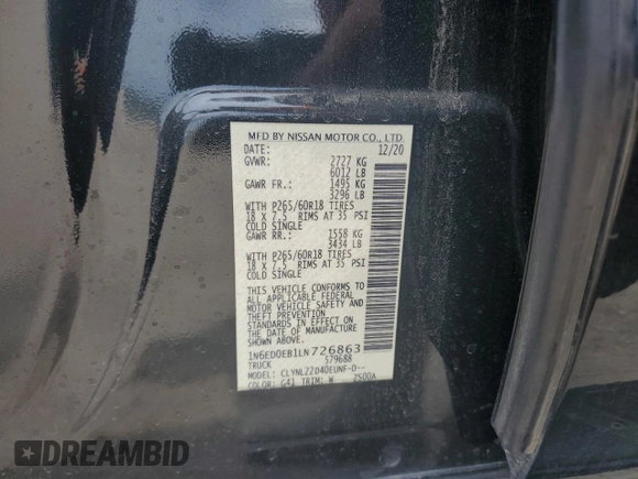 2020 Nissan Frontier SV с VIN 1N6ED0EB1LN726863, выставлен на аукционе Copart как лот 62188595 с пробегом 51 843 миль миль и Списание • Salvage title. История ставок и продаж доступна на DreamBid. Изображение 12.
