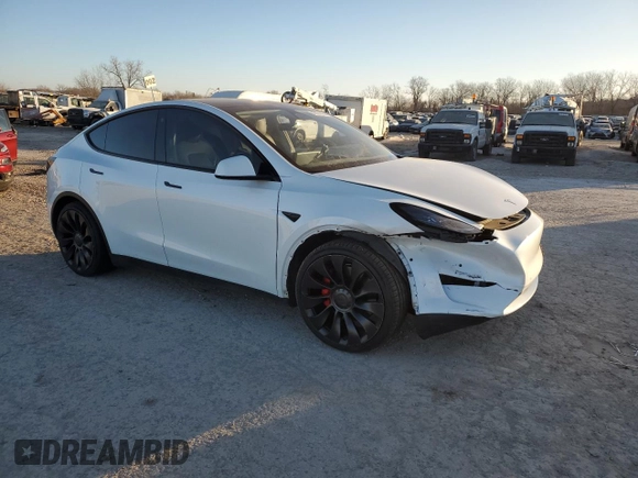 2022 Tesla Model Y Performance with VIN 7SAYGDEF8NF494770, listed as a Copart auction lot 42031405 with 28,724 mi miles and Salvage Title. Bid and sale history available at DreamBid. Image 4.