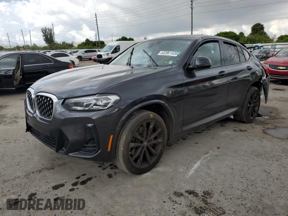 2022 BMW X4 xDrive30i with VIN 5UX33DT04N9K26566, listed as a Copart auction lot 53396153 with 17,595 mi miles. Bid and sale history available at carsss.com. Image 1.