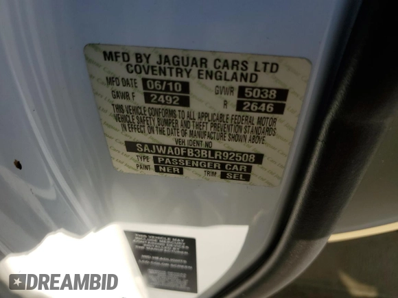 2011 Jaguar XF with VIN SAJWA0FB3BLR92508, listed as a Copart auction lot 46944825 with 104,104 mi miles and Clean Title. Bid and sale history available at carsss.com. Image 12.