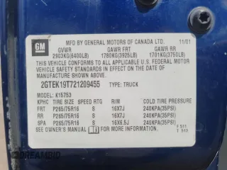 2002 GMC Sierra 1500 SLE z VIN 2GTEK19T721209455, wystawiony jako Copart lot #54008015 z przebiegiem 195 431 mil mil oraz Szkoda całkowita • Salvage title. Historia ofert i sprzedaży dostępna na DreamBid. Obrazek 12.