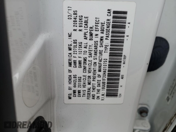 2017 Acura TLX with VIN 19UUB1F30HA010750, listed as a Copart auction lot 88780395 with 53,490 mi miles and Salvage Title. Bid and sale history available at carsss.com. Image 14.
