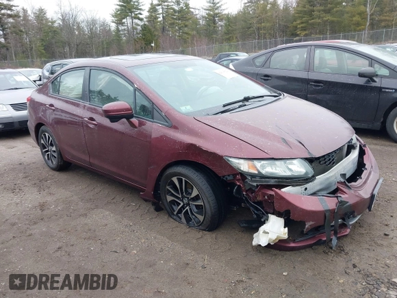 2015 Honda Civic EX with VIN 2HGFB2F85FH503798, listed as a IAAI auction lot 42019022 with 151,109 mi miles and . Bid and sale history available at carsss.com. Image 1.