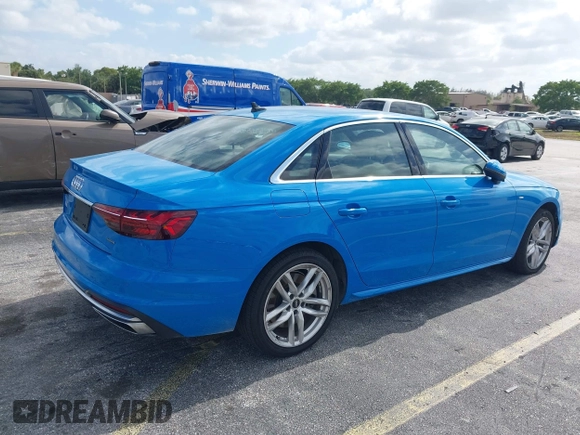 2021 Audi A4 S line Premium with VIN WAUDAAF40MA086180, listed as a IAAI auction lot 42037066 with 34,641 mi miles and . Bid and sale history available at DreamBid. Image 4.