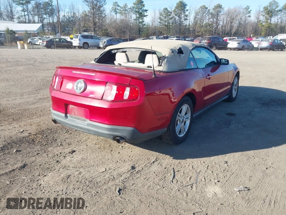 2012 Ford Mustang V6 with VIN 1ZVBP8EM4C5203508, listed as a IAAI auction lot 41688187 with 226,571 mi miles and . Bid and sale history available at DreamBid. Image 4.
