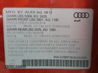 2014 Audi Q5 Premium Plus with VIN WA1LFBFP3EA028494, listed as a Copart auction lot 59033515 with 130,206 mi miles and Salvage title. Bid and sale history available at DreamBid. Image 13.
