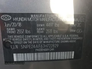 2018 Hyundai Sonata SE z VIN 5NPE24AF6JH722829, wystawiony jako Copart lot #50531125 z przebiegiem 68 920 mil mil oraz Szkoda całkowita • Salvage title. Historia ofert i sprzedaży dostępna na DreamBid. Obrazek 14.