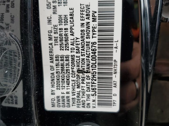 2013 Honda Crosstour EX-L with VIN 5J6TF2H51DL004676, listed as a Copart auction lot 51875405 with 154,756 mi miles and Salvage Title. Bid and sale history available at carsss.com. Image 14.