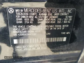 1998 Mercedes-Benz M 320/430/500 z VIN 4JGAB54E9WA012082, wystawiony jako Copart lot #55592125 z przebiegiem 77 350 mil mil oraz Szkoda całkowita • Salvage title. Historia ofert i sprzedaży dostępna na DreamBid. Obrazek 13.