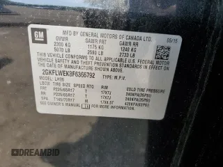 2015 GMC Terrain SLE z VIN 2GKFLWEK8F6366792, wystawiony jako Copart lot #60694415 z przebiegiem 167 406 mil mil oraz Czysty tytuł • Clean title. Historia ofert i sprzedaży dostępna na DreamBid. Obrazek 13.