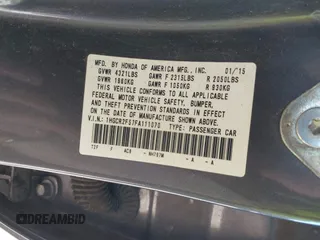 2015 Honda Accord Sport with VIN 1HGCR2F57FA111070, listed as a IAAI auction lot 41839122 with 151,985 mi miles and . Bid and sale history available at DreamBid. Image 9.