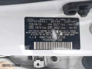 2016 Hyundai Accent SE with VIN KMHCT4AE2GU105708, listed as a IAAI auction lot 41886856 with 146,800 mi miles. Bid and sale history available at carsss.com. Image 9.