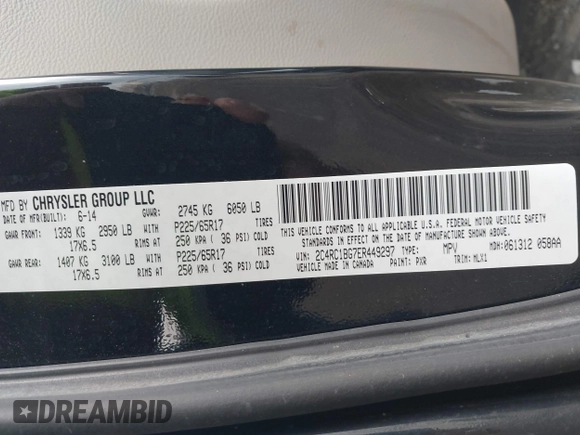 2014 Chrysler Town & Country Touring with VIN 2C4RC1BG7ER449297, listed as a IAAI auction lot 42113170 with 195,878 mi miles and . Bid and sale history available at DreamBid. Image 9.