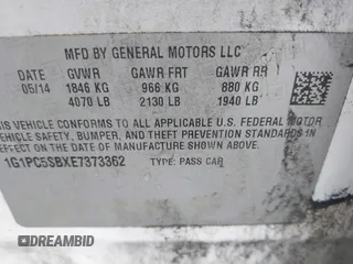 2014 Chevrolet Cruze 1LT with VIN 1G1PC5SBXE7373362, listed as a IAAI auction lot 42341145 with 232,056 mi miles and . Bid and sale history available at DreamBid. Image 9.