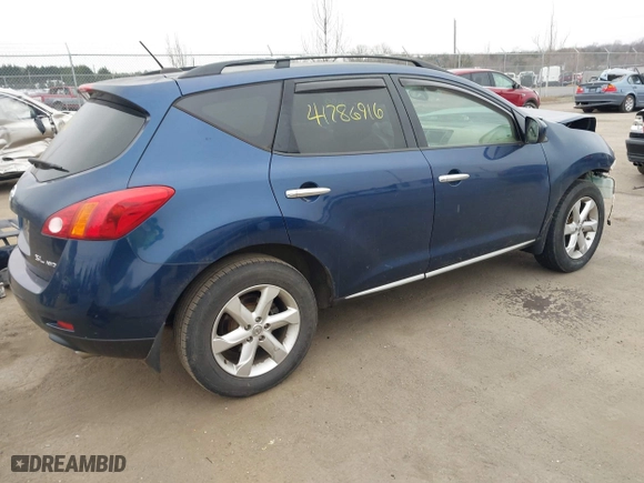 2009 Nissan Murano SL with VIN JN8AZ18W79W160626, listed as a IAAI auction lot 41786916 with 211,448 mi miles. Bid and sale history available at carsss.com. Image 4.