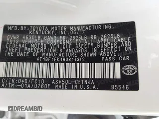 2017 Toyota Camry XLE z VIN 4T1BF1FK1HU814342, wystawiony jako IAAI lot #42433534 z przebiegiem 24 873 mil mil oraz . Historia ofert i sprzedaży dostępna na DreamBid. Obrazek 9.