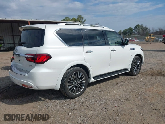 2020 Infiniti QX80 LUXE with VIN JN8AZ2NE6L9251314, listed as a IAAI auction lot 41520416 with 97,252 mi miles. Bid and sale history available at carsss.com. Image 4.