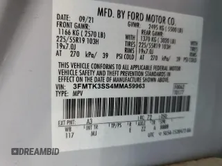2021 Ford Mustang Mach-E Premium with VIN 3FMTK3SS4MMA59963, listed as a Copart auction lot 62597045 with 67,801 mi miles and Salvage title. Bid and sale history available at DreamBid. Image 12.