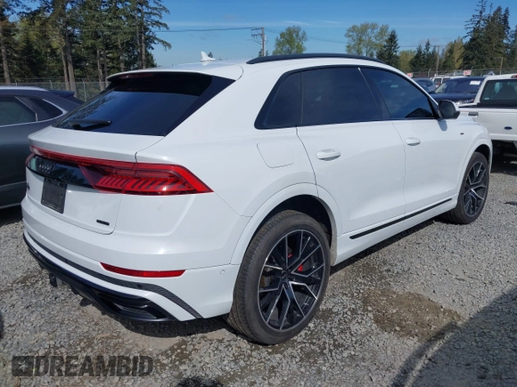 2023 Audi Q8 Premium Plus with VIN WA1EVBF17PD021816, listed as a IAAI auction lot 42024241 with 26,240 mi miles and . Bid and sale history available at DreamBid. Image 4.