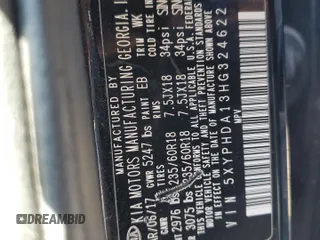 2017 Kia Sorento EX with VIN 5XYPHDA13HG324622, listed as a Copart auction lot 47050125 with 117,694 mi miles and Salvage Title. Bid and sale history available at carsss.com. Image 13.