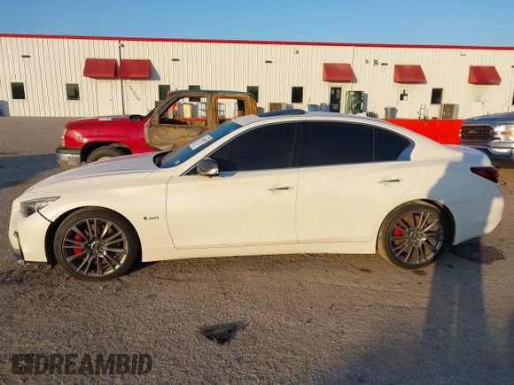 2018 Infiniti Q50 Red Sport 400 with VIN JN1FV7AP3JM461528, listed as a IAAI auction lot 41152839 with 91,500 mi miles and . Bid and sale history available at DreamBid. Image 14.