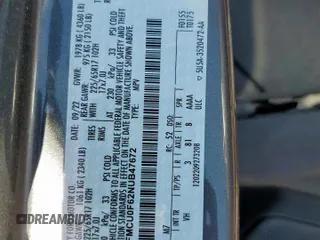 2022 Ford Escape S with VIN 1FMCU0F62NUB47672, listed as a Copart auction lot 60271585 with 53,894 mi miles and Salvage title. Bid and sale history available at DreamBid. Image 14.