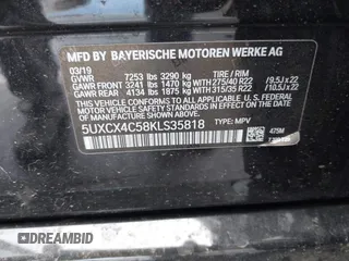 2019 BMW X7 xDrive50i z VIN 5UXCX4C58KLS35818, wystawiony jako IAAI lot #41750098 z przebiegiem 69 661 mil mil oraz . Historia ofert i sprzedaży dostępna na DreamBid. Obrazek 9.