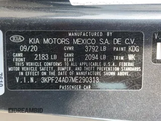 2021 Kia Forte LXS with VIN 3KPF24AD7ME290313, listed as a Copart auction lot 59758995 with 72,738 mi miles and Non repairable. Bid and sale history available at DreamBid. Image 13.