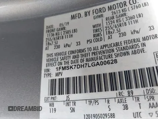2020 Ford Explorer XLT with VIN 1FMSK7DH7LGA00628, listed as a IAAI auction lot 41488085 with 82,906 mi miles. Bid and sale history available at carsss.com. Image 9.