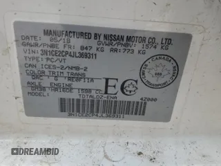 2018 Nissan Note SV with VIN 3N1CE2CP4JL369311, listed as a Copart auction lot 59320085 with 82,055 mi miles and Salvage title. Bid and sale history available at DreamBid. Image 12.