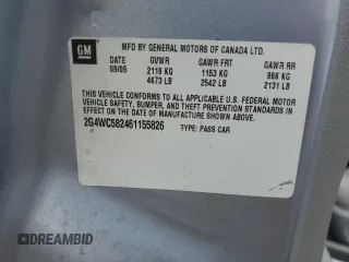 2006 Buick LaCrosse CX с VIN 2G4WC582461155826, выставлен на аукционе Copart как лот 55949935 с пробегом 102 314 миль миль и Списание • Salvage title. История ставок и продаж доступна на DreamBid. Изображение 12.