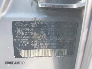 2006 Hyundai Azera SE with VIN KMHFC46F96A081955, listed as a IAAI auction lot 41821224 with 160,449 mi miles and . Bid and sale history available at DreamBid. Image 9.