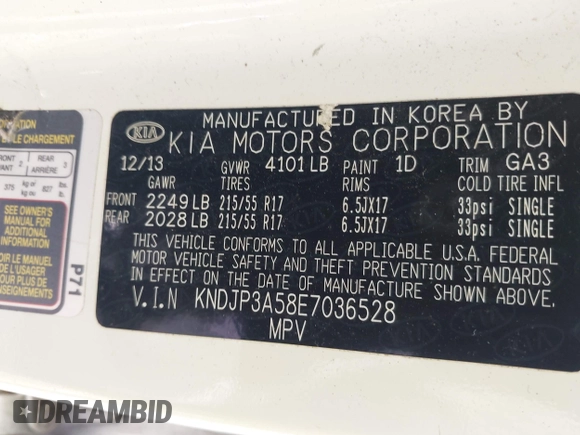 2014 Kia Soul + with VIN KNDJP3A58E7036528, listed as a IAAI auction lot 42014997 with 156,853 mi miles. Bid and sale history available at carsss.com. Image 9.